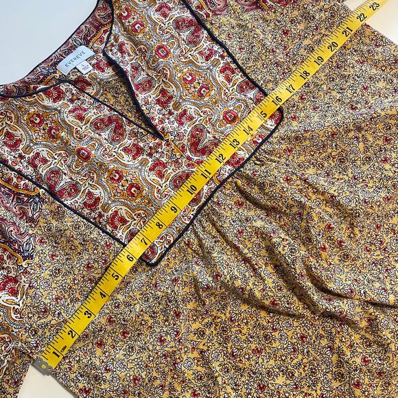 Evereve Eva Mixed Floral Boho Top Womens Large Paisley Cottagecore Blouse - Picture 11 of 12